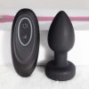 Quiet Control anal massager standing beside its oval wireless remote control
