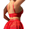 Back view of the Scarlet Siren lace garter skirt set showing the hook-and-eye closure